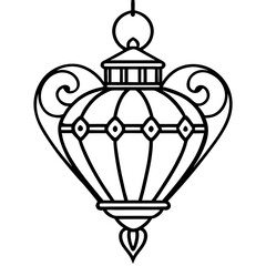 Elegant Heart Lantern Outline