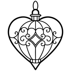 Elegant Heart Lantern Outline