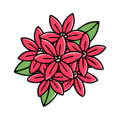 ixora flower icon, ixora flower vector illustration-simple illustration of ixora flower, perfect for ixora flower logos and icons
