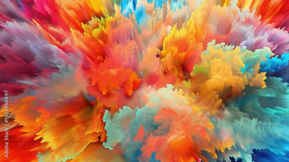 Poster vibrant explosion of colorful abstract patterns in artistic design representing energy and creativit