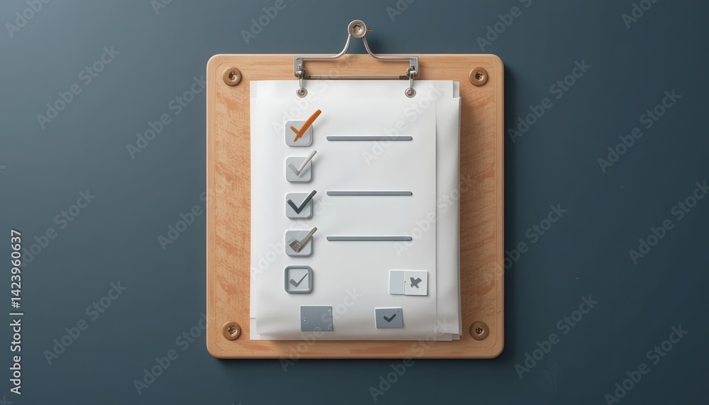 Poster organizing daily tasks checklist management office space document type digital environment top-down 