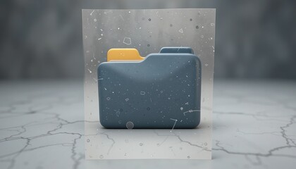 Digital folder icon displayed on textured surface graphic design modern abstract environment close-up view concept of organization and storage