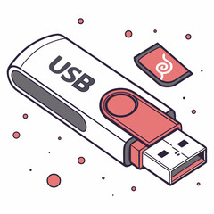 Isometric Usb Flash Drive Data Storage Illustration With Detached Cap