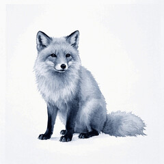 Naklejka premium Arctic brushstrokes arctic fox isolated watercolor vector illustration svg 