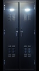Back to School Vibes. Dark Grey Metal Double Lockers with Subtle Lighting