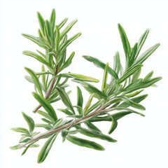 Fototapeta premium Detailed Watercolor Illustration of Rosemary Herb Sprigs