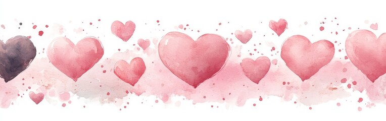 Soft Watercolor Pink Hearts Pattern for Romantic Designs