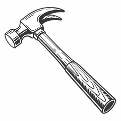 Detailed Black And White Vintage Hammer Illustration For Construction Projects