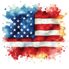 Artistic USA Flag in Watercolor Style.