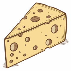 Cartoon Cheese Wedge Illustration Delicious And Appetizing Dairy Product With Holes