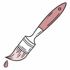 Illustration Of Paintbrush With Pink Paint For Arts And Crafts Activities