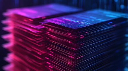 Futuristic Digital Tax Filing Concept with Colorful Document Overlays