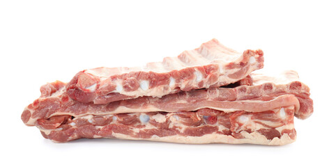 Fresh raw pork ribs isolated on white