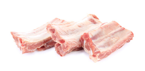 Fresh raw pork ribs isolated on white