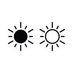 Sun icon and symbol design with editable stroke. Sun line icon