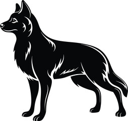 Dog silhouette, Dog silhouette icon, Pet dog outline, Canine side view graphic, Dog vector illustration, Animal silhouette design