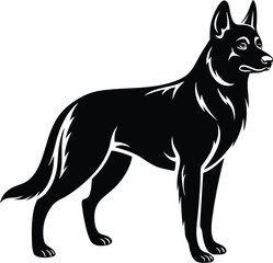 Dog silhouette, Dog silhouette icon, Pet dog outline, Canine side view graphic, Dog vector illustration, Animal silhouette design