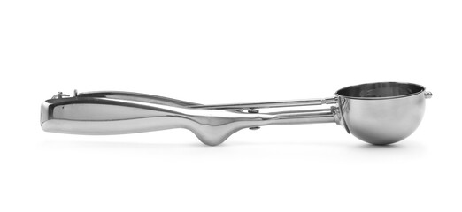 One metal scoop for ice cream isolated on white