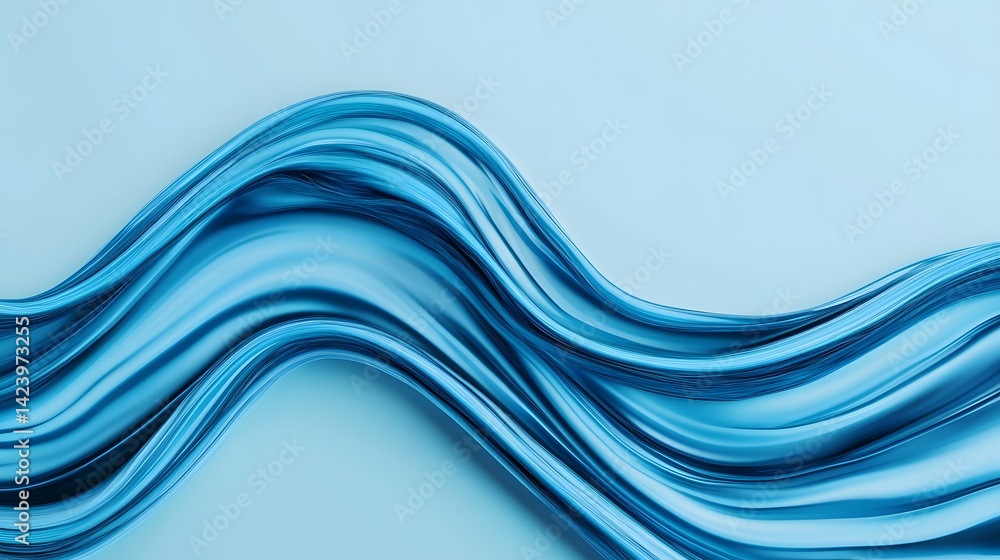 Poster elegant abstract digital composition with smooth blue liquid-like flowing forms