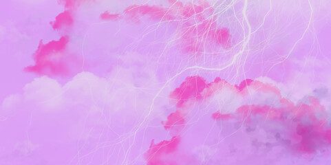 Abstract Pink watercolor background with colors. Abstract background of colorful liquid liner.  marbled grunge. Thunder, lightnings and rain on a stormy summer night in black and white .