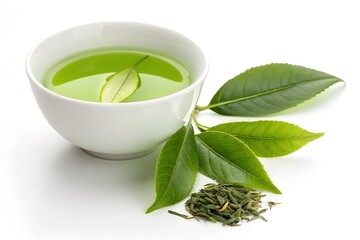 Green tea isolated on white background