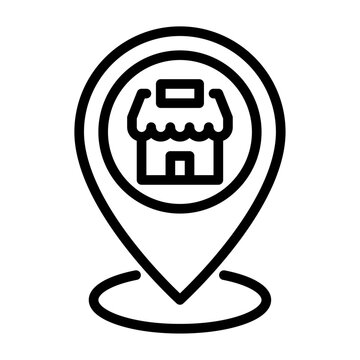recommend clip art: shop location outline icon. store location black line illustration.