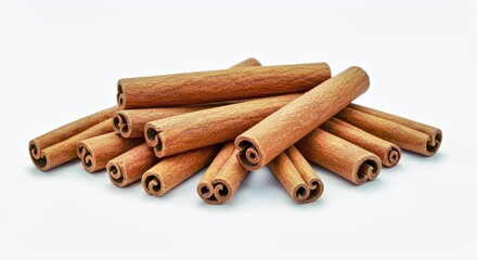 Cinnamon Sticks Isolated on White Background - Clean Minimalist Aromatic Spice Photography