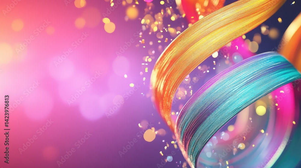 Poster dynamic neon ribbons in motion, abstract tech-inspired background with energy flow