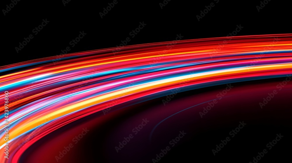 Poster futuristic data flow and digital transformation cyber-inspired light trails
