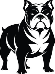 Bulldog silhouetten, British bulldog dog silhouette, Vector illustration silhouette of a dog on a white background