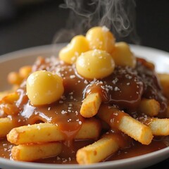 Poutine – crispy fries topped with cheese curds and rich gravy