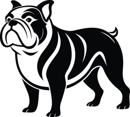 Bulldog silhouetten, British bulldog dog silhouette, Vector illustration silhouette of a dog on a white background