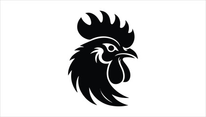 Rooster Head Silhouette Vector for Farm, Logo, and Animal Illustration Design