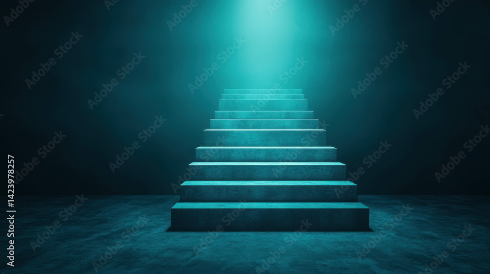Poster mysterious stairs surrounded by dark atmosphere and ethereal light in a dim setting