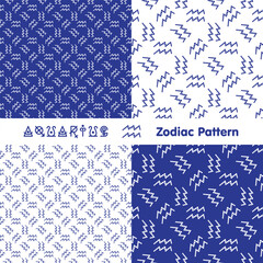 Aquarius zodiac sign seamless pattern. Zodiac icons background. Abstract flat style. Vector illustration.