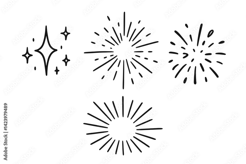 Poster vector line set of decorative sparkles and stars suitable for various design projects and digital il