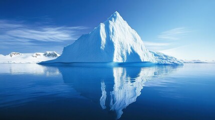  white iceberg floats in the ocean , Global Warming Concept. 