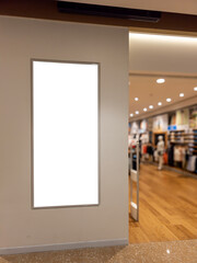 blank billboard mockup in front of fashion retail store for advertising design