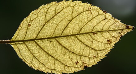 Yellow Leaf Veins Texture Detail