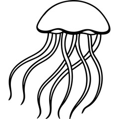Minimalist Jellyfish Line Art Vector