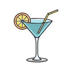 martini glass with lemon twist icon, martini glass with lemon twist vector