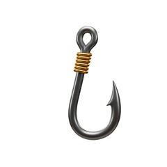 3D cartoon barbed fishing hook with ring