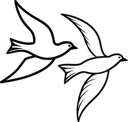 Flying Birds Silhouette Line Art Minimalist Sky Vector Illustration