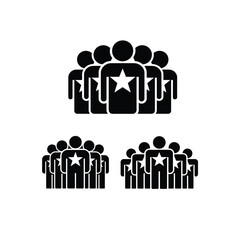 Group of People with Star Symbol Black Silhouette Concept for Business Leadership, Community, Human Resources, and Corporate Management Design