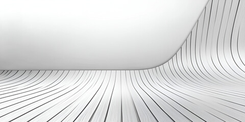 Futuristic Curved White Interior with Black Lines

