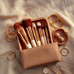 Travel Makeup Brush Set with Rose Gold Caps - Compact & Luxe (8K) | Perfect for Beauty Bloggers & Gift Guides