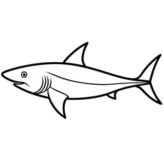 Minimalist Mako Shark Line Art