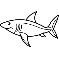 Minimalist Mako Shark Line Art