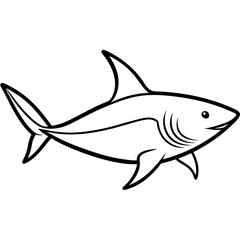 Minimalist Mako Shark Line Art
