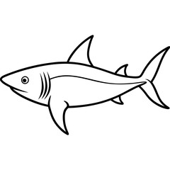 Minimalist Mako Shark Line Art